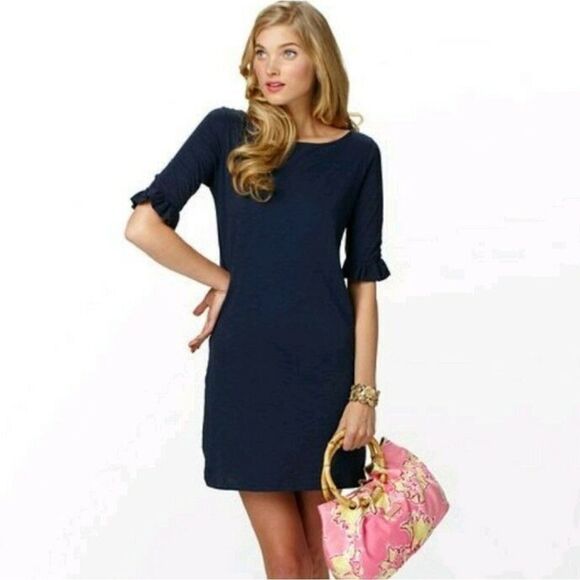 Lilly Pulitzer Dresses & Skirts - Lilly‎ Pulitzer Sommerset Navy Dress Pima Cotton